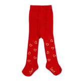 LITTLE A Diamante heart tights Red